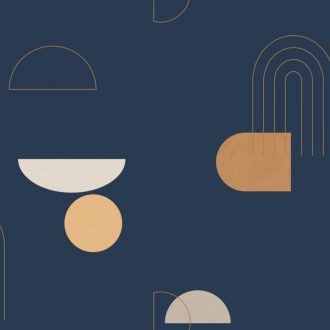   Absztrakt - a kör minden formája - görbék ívek mintája éjkék bézs narancs arany fémes hatás tspéts