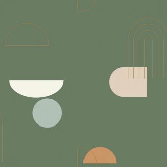   Absztrakt - a kör minden formája - görbék ívek mintája khakizöld bézs világoskék narancs arany fémes hatás tspéts