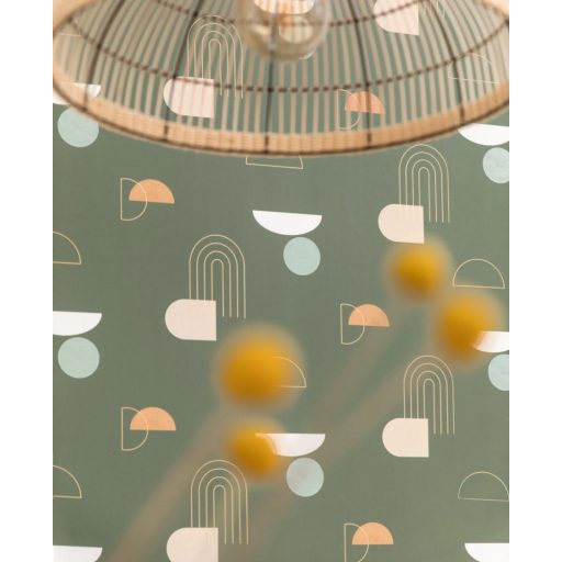 Absztrakt - a kör minden formája - görbék ívek mintája khakizöld bézs világoskék narancs arany fémes hatás tspéts