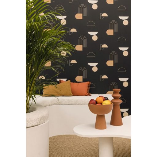 Absztrakt - a kör minden formája - görbék ívek mintája antracit bézs narancs arany fémes hatás tspéts