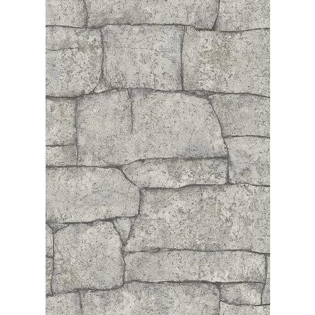Természetes meszelt strukturált kőfal világosszürke szürkésbézs és sötétszürke tónus tapéta