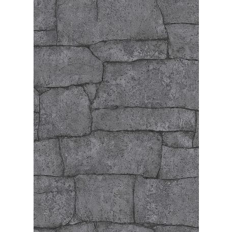 Természetes meszelt strukturált kőfal sötétszürke és antracit tónus tapéta