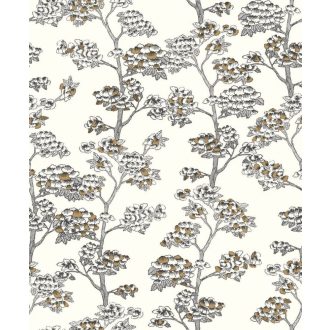   Finom költői cseresznyevirágok a Felkelő Nap országából fehér fekete arany tapéta