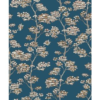   Finom költői cseresznyevirágok a Felkelő Nap országából petrolkék fekete fehér rosé tapéta