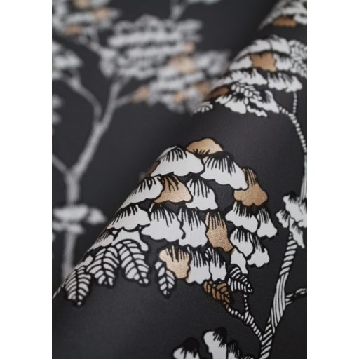 Finom költői cseresznyevirágok a Felkelő Nap országából karbonszürke fekete fehér barna tapéta