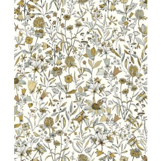   Meghívó egy francia kertbe egyedi festői virág és levélmotívum fehér vízzöld fekete arany tapéta