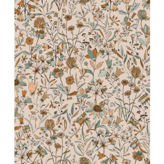   Meghívó egy francia kertbe egyedi festői virág és levélmotívum rózsaszín narancs fekete arany tapéta