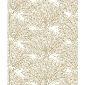   Ünnepi hangulatú Alhambrai kert stilizált pálmák fehér arany fémes hatás tapéta