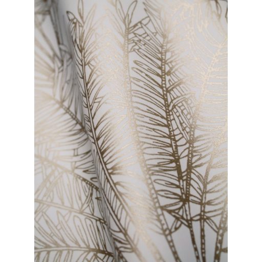 Ünnepi hangulatú Alhambrai kert stilizált pálmák fehér arany fémes hatás tapéta