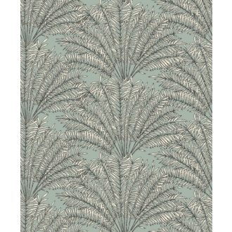   Ünnepi hangulatú Alhambrai kert stilizált pálmák szürkészöld fekete fehér tapéta