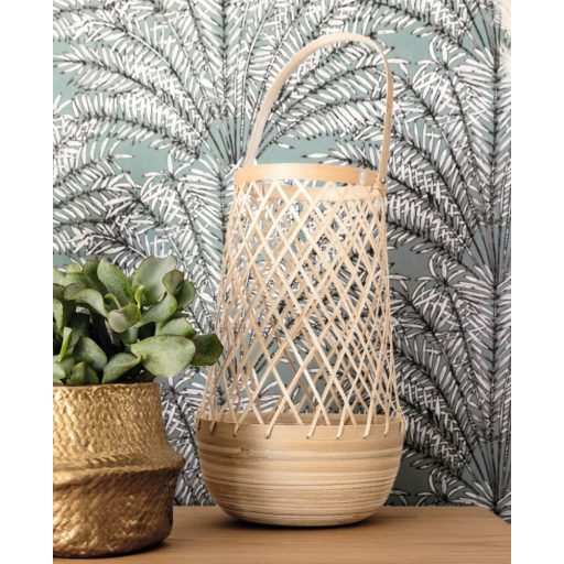 Ünnepi hangulatú Alhambrai kert stilizált pálmák szürkészöld fekete fehér tapéta