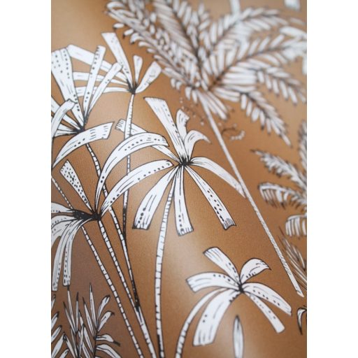 Csodás trópusi botanikus kert - pálma aloé és banánfák okker fehér fekete tapéta