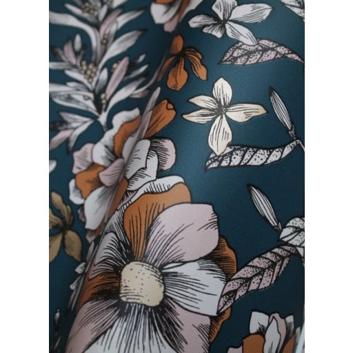 Francia kert ihlette finom metszésű virágok rózsák éjkék fehér rosé fekete arany fémes hatás tapéta