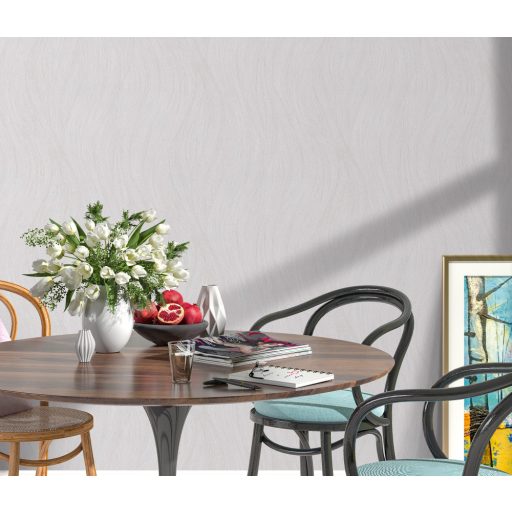 Könnyed hullámos design - Dinamikus vizuális élmény fehér és krémfehér tónus fémes hatás tapéta