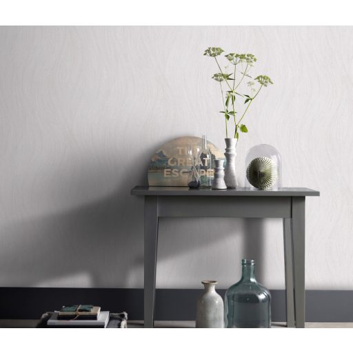 Könnyed hullámos design - Dinamikus vizuális élmény fehér és krémfehér tónus fémes hatás tapéta