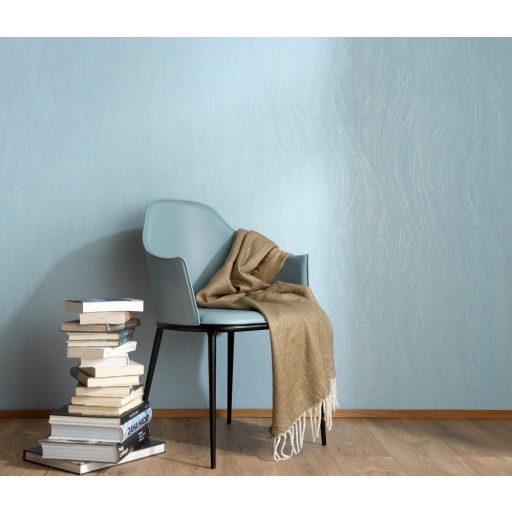 Könnyed hullámos design - Dinamikus vizuális élmény türkizkék és ezüst tónus fémes hatás tapéta