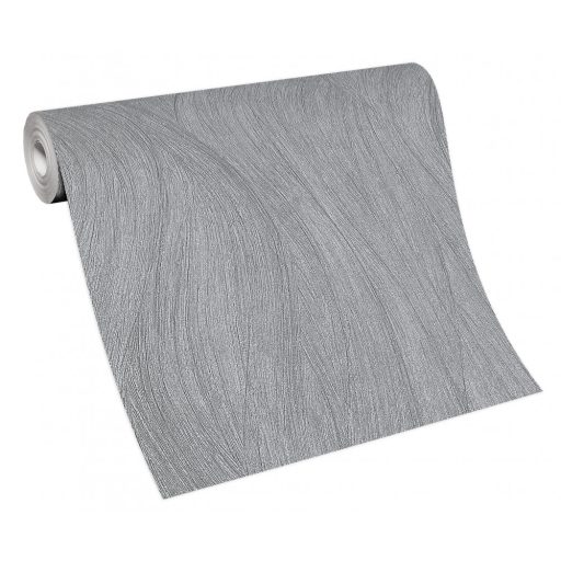 Könnyed hullámos design - Dinamikus vizuális élmény sötétszürke és ezüst tónus fémes hatás tapéta