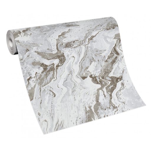 Carrara design a márvány természetes szépsége ihlette szürkésfehér szürke és arany tónus fémes hatás tapéta