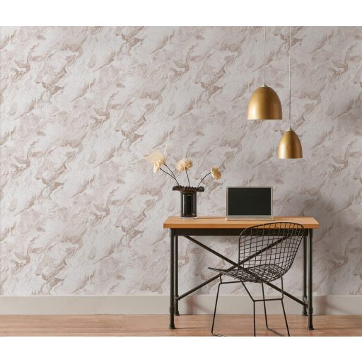 Carrara design a márvány természetes szépsége ihlette törtfehér és rózsaszín tónus fémes hatás tapéta