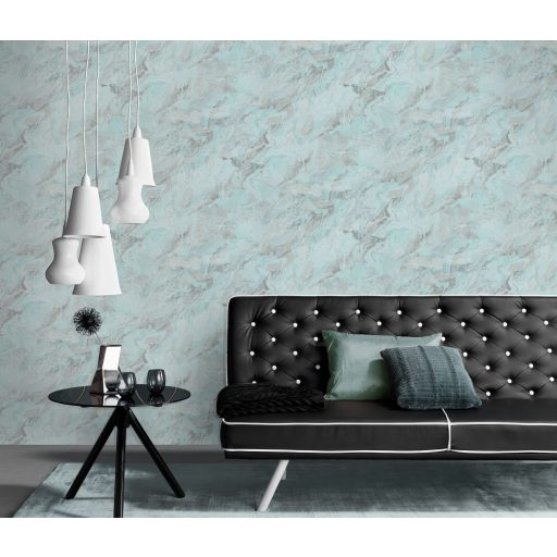 Carrara design a márvány természetes szépsége ihlette türkizkék tónus szines fémes hatás tapéta