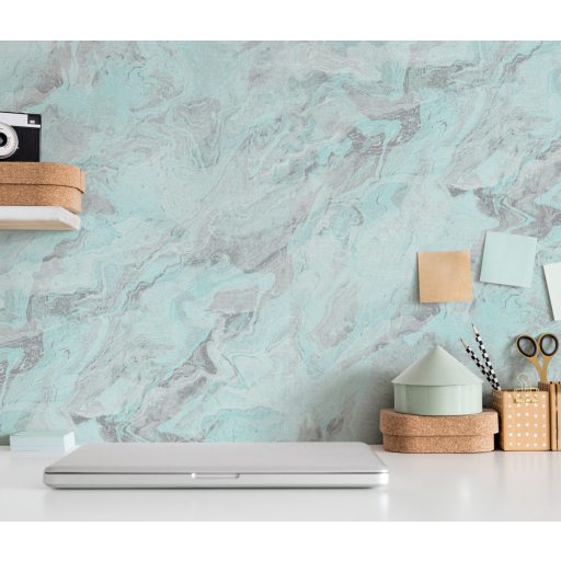 Carrara design a márvány természetes szépsége ihlette türkizkék tónus szines fémes hatás tapéta