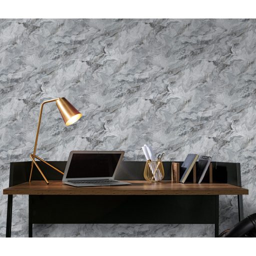 Carrara design a márvány természetes szépsége ihlette sötétszürke szürke és ezüst tónus fémes hatás tapéta
