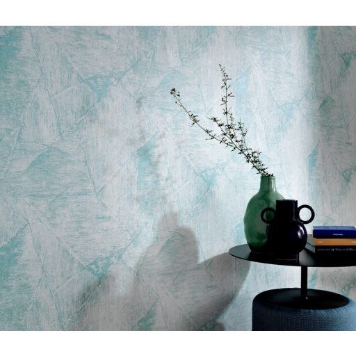 Puha szarvasbőrre emlékeztető Patch design váltakozó struktúra türkizkék tónus irizáló hatás tapéta