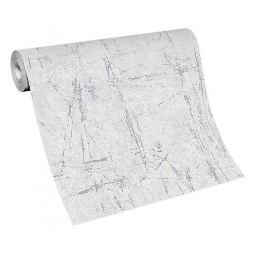 Scratch design - szabálytalan karcolt élénk struktúrminta világosszürke és ezüst tónus finom fémes hatás tapéta