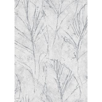   "Rejtőzködő" levélmotívum vázlatos ábrázolás filigrán vonalak világosszürke és ezüst tónus fémes hatás tapéta