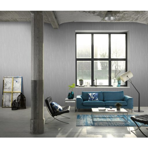 Természetes és elegáns egyszínű strukturminta finom csíkos megjelenés szürke/sötétszürke és ezüst tónus tapéta