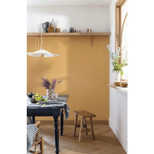 Természetes egyszínű vászonstruktúra borostyán tónus tapéta