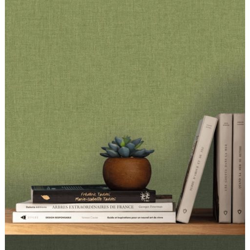 Természetes egyszínű vászonstruktúra pisztáciazöld tónus tapéta