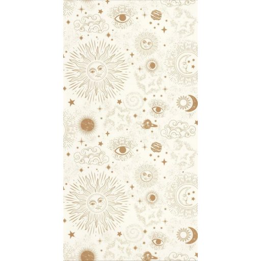 Caselio Young and Free 103240020 AsztroTrend Világűr szimbolikus minta kelta nap hold csillagok szemek fehér aranysárga tapéta