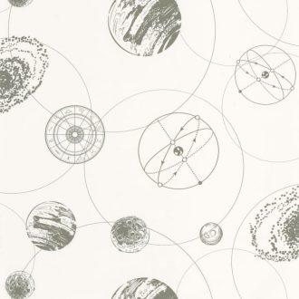   Caselio Young and Free 103257077 Asztro Trend Bolygók Galaxisok fehér szürke és khakizöld árnyalatok tapéta