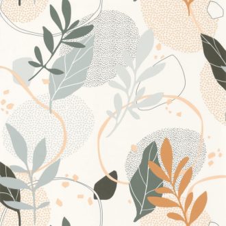   Caselio Young and Free 103267063 BE YOURSELF Élénk geometrikus növény motívum krém khakizöld  színes tapéta
