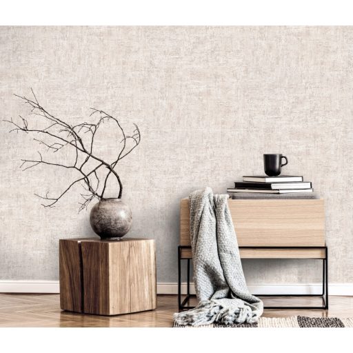 Nyers durva strukturált felületű beton mintázat krém bézs és barna tónus tapéta