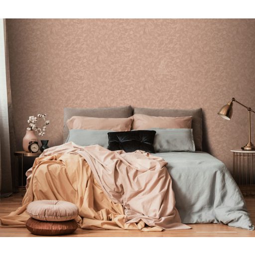 Modern ecsetelt vakolathatású minta barna és bronz/roségold/ tónus fémes hatás tapéta