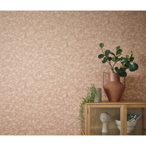 Modern ecsetelt vakolathatású minta barna és bronz/roségold/ tónus fémes hatás tapéta