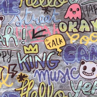   Caselio Young and Free 103304565 MAKE IT FUN Street Art Graffiti szürke szines tapéta