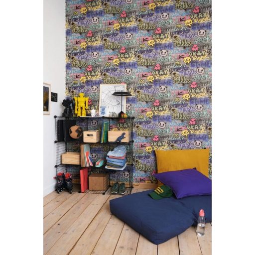 Caselio Young and Free 103304565 MAKE IT FUN Street Art Graffiti szürke szines tapéta