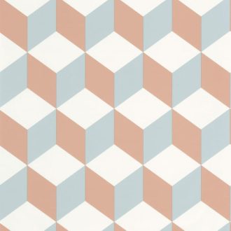   Caselio Young and Free 103324060 BE HAPPY Térhatású geometriai minta fehér nyers kék és barna tapéta