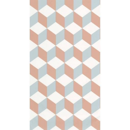 Caselio Young and Free 103324060 BE HAPPY Térhatású geometriai minta fehér nyers kék és barna tapéta