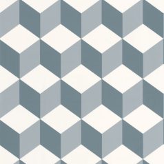   Caselio Young and Free 103326069 BE HAPPY Térhatású geometriai minta fehér kék szürke tapéta