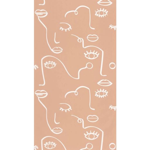 Caselio Young and Free 103334040 JUST SMILE Grafikus Avantgárd művészi arcmotívum nyers barna krémfehér tapéta