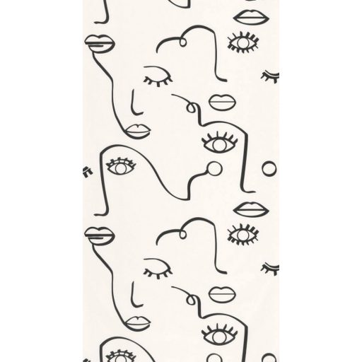 Caselio Young and Free 103339010 JUST SMILE Grafikus Avantgárd művészi arcmotívum krémfehér fekete tapéta