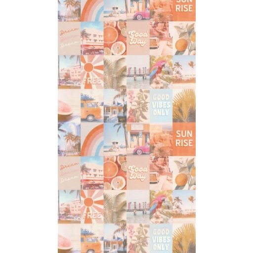 Caselio Young and Free 103354563 GOOD DAY Kollázs Napfényes utazási fotókönyv krém kék narancs szines tapéta