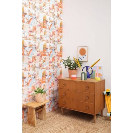 Caselio Young and Free 103354563 GOOD DAY Kollázs Napfényes utazási fotókönyv krém kék narancs szines tapéta