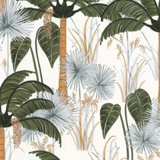   Caselio Young and Free 103377004 ENJOY LIFE Natur Egzotikus trópusi növények krém khakizöld barna szürkészöld tapéta