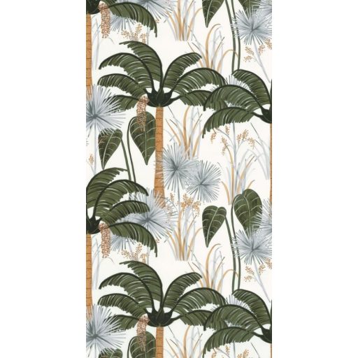 Caselio Young and Free 103377004 ENJOY LIFE Natur Egzotikus trópusi növények krém khakizöld barna szürkészöld tapéta