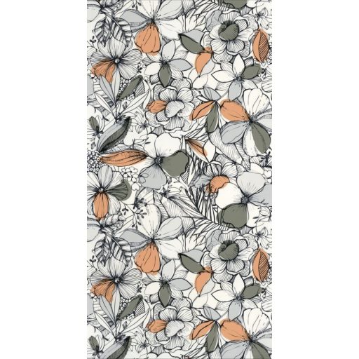 Caselio Young and Free 103387070 CALIFORNIA DREEMING Botanikus Költői virágszirmok fehér khakizöld sáega fekete tapéta